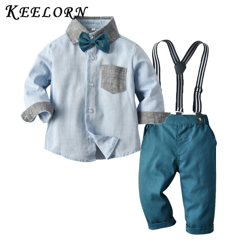 

Keelorn Kids Children Autumn Spring Clothes Set Gentleman Wedding Party Clothing T-Shirt Belt Pant 2Pcs Child Baby Clothing, Ah641green