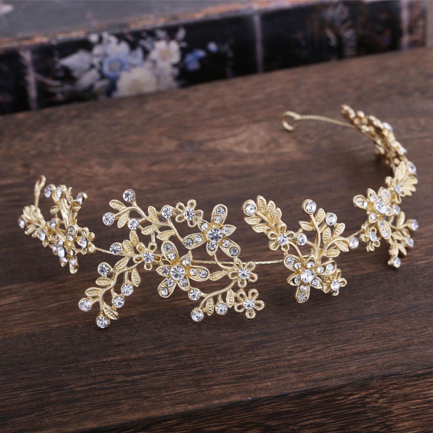 

Bride Wedding Soft Chain Hair Hoop Headwear Silver Leaf You Diamond Rhinestone Flower Hair Decorate