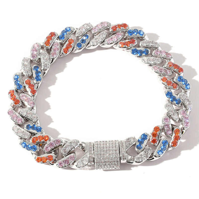

12mm Hip Hop Miami Cuban Bracelet Pave 4 Colors Zircon Iced Out Men'S Bracelet For Women Party Jewelry