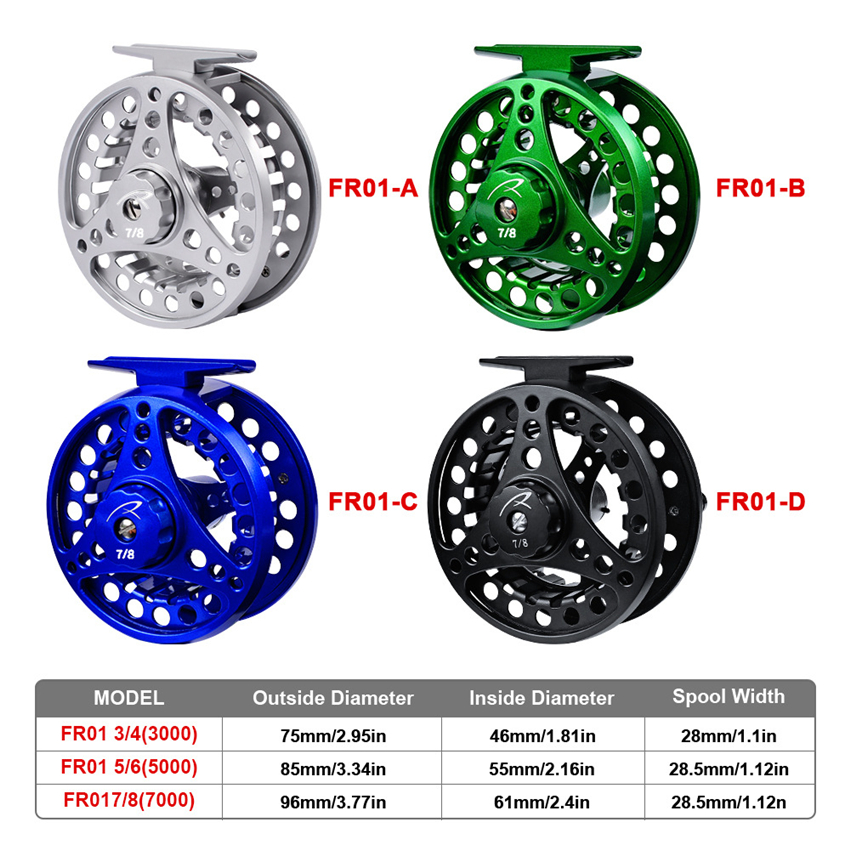 

Fly Fishing Reels 3/4 5/6 7/8 Fly Fishing Reel Aluminum Fly Reel CNC Machine Cut Large Arbor Die Casting