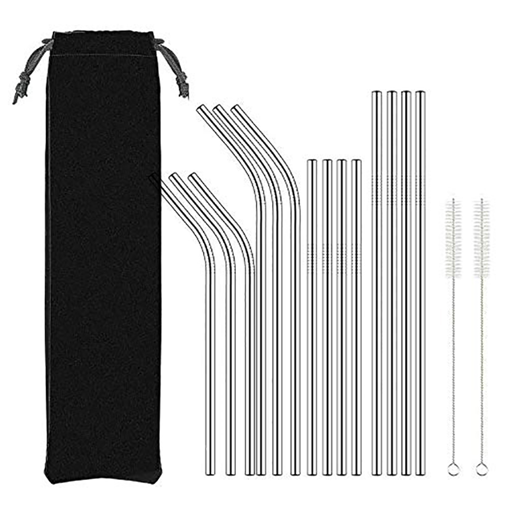 

8.5 10.5inch Reusable Metal Drinking Straws 304 Stainless Steel Bent Straight Drinks Straw Bar Party Accessory