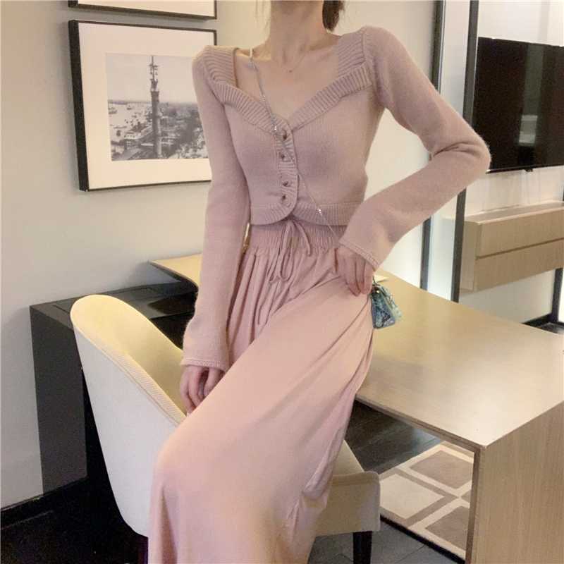 

Spring fall casual knitted square collar knitted full single breasted crop top Women's Clothing high quality cardigans Sweaters, Beige