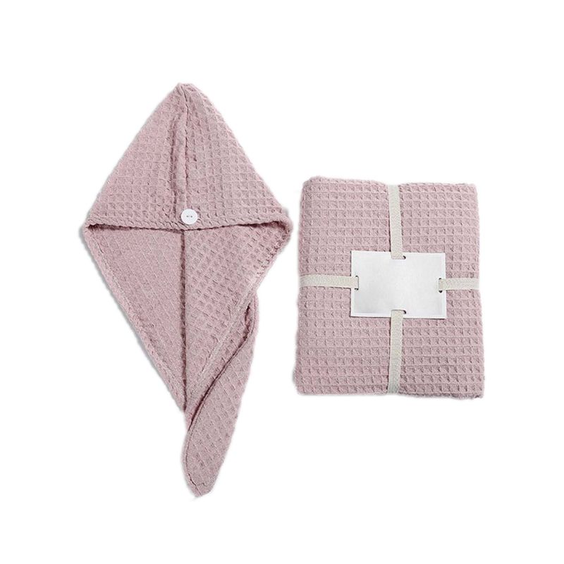 

Bath Towel Triangle Dry Hair Cap Two-piece Suit Cotton for Adult Soft Absorbent Household Item Bathroom Quick Dry Toiletr, Pink