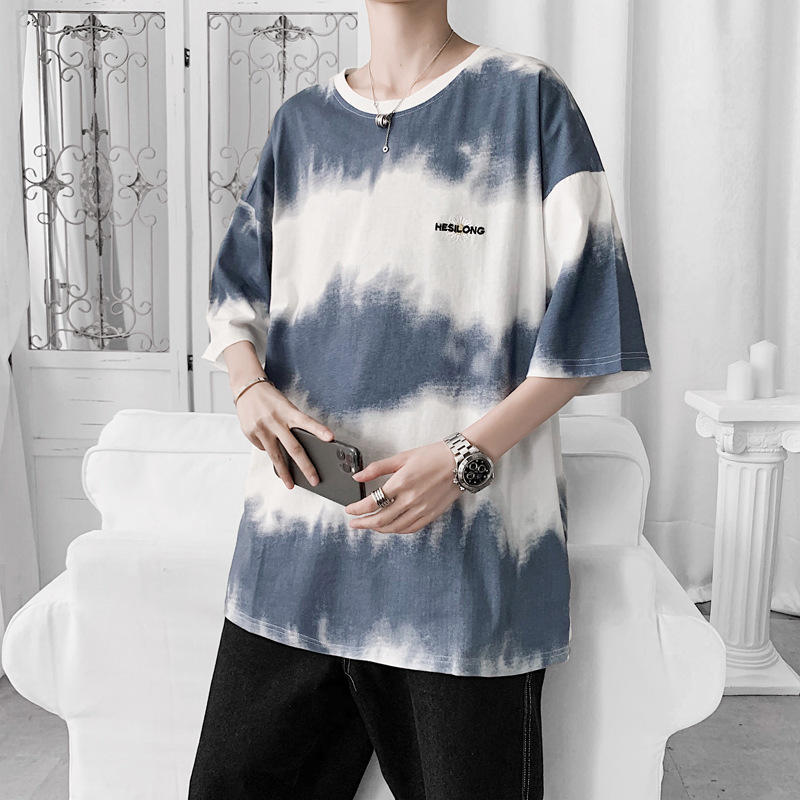 

Tie Dye Striped Tees Shirts Summer Casual Streetwear Tshirts Harajuku Hip Hop Short Sleeve Tops Fashion Hipster T-Shirt -XXL, T833