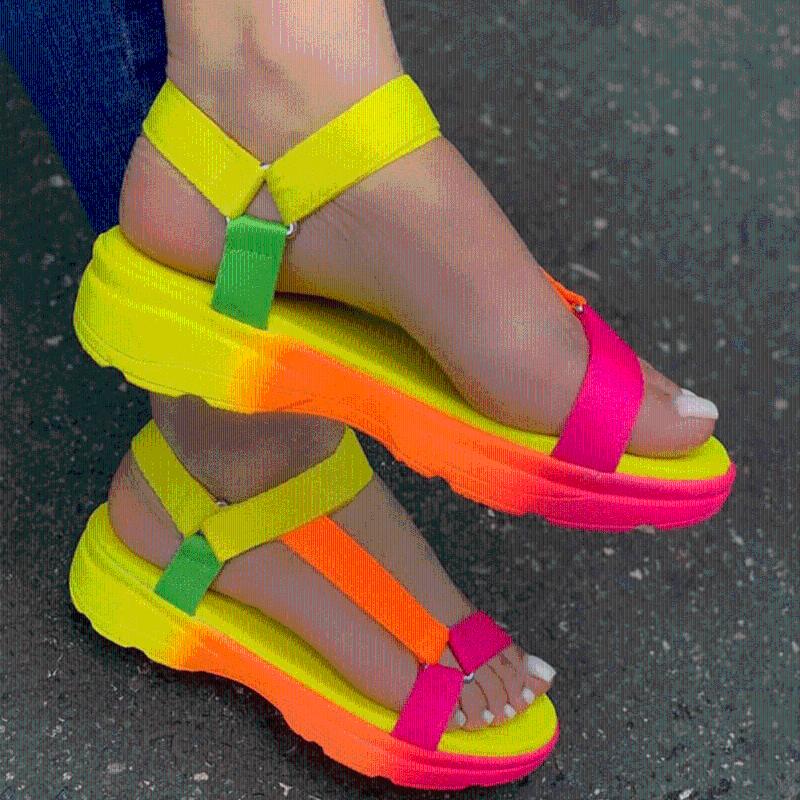 

Women Sandals 2020 Hot Sale Multi Colors Big Size 43 Casual Shoes Woman Flat Sandals Dropship Comfortable Female Shoes, Color