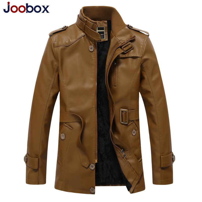 

Men's Pu Leather Jaket Men Winter Motorcycle Leather Jacket Men's Clothing Long Biker Jacket Male Bomber Coat Plus Size, Black