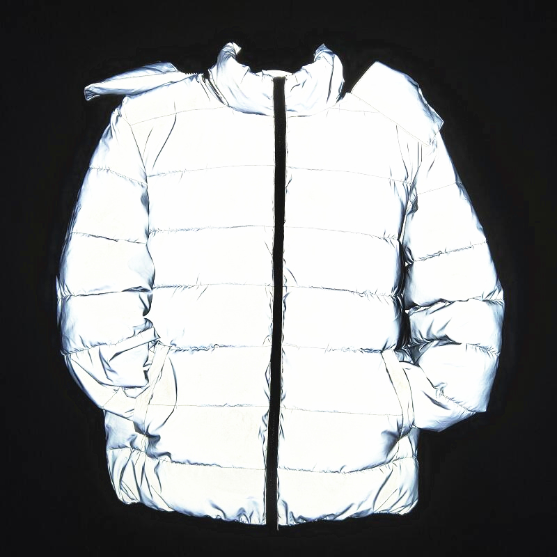 

Drop shipping winter men' reflective jacket thick casual male warm coat casual parka night reflect light hooded jackets men