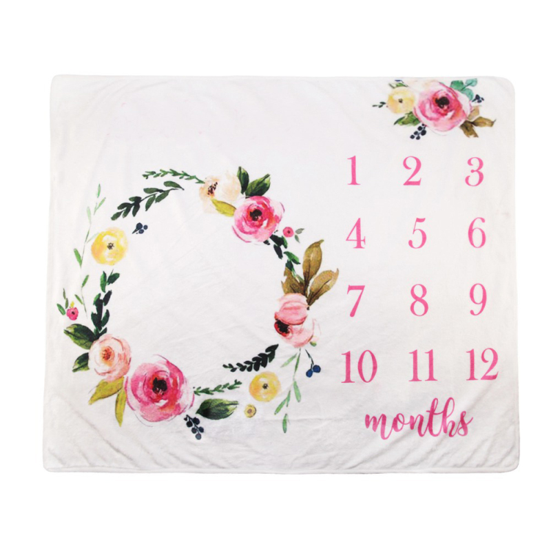 

Baby Monthly Milestone Anniversary Blanket Flannel Baby Photo Photography Props Photo Growth Commemorative Blanket, 03