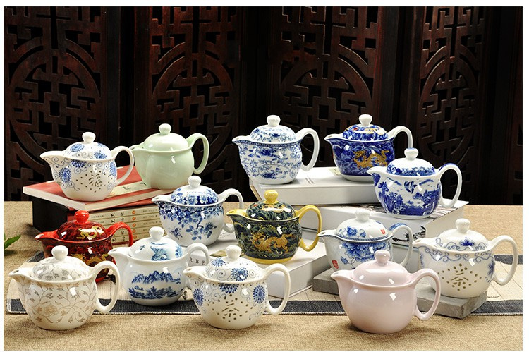 

Chinese Kung Fu Porcelain Teapot with Infuser Handmade Dragon Flower Puer Tea Pot 350ml Ceramic Samovar Kungfu Teaware