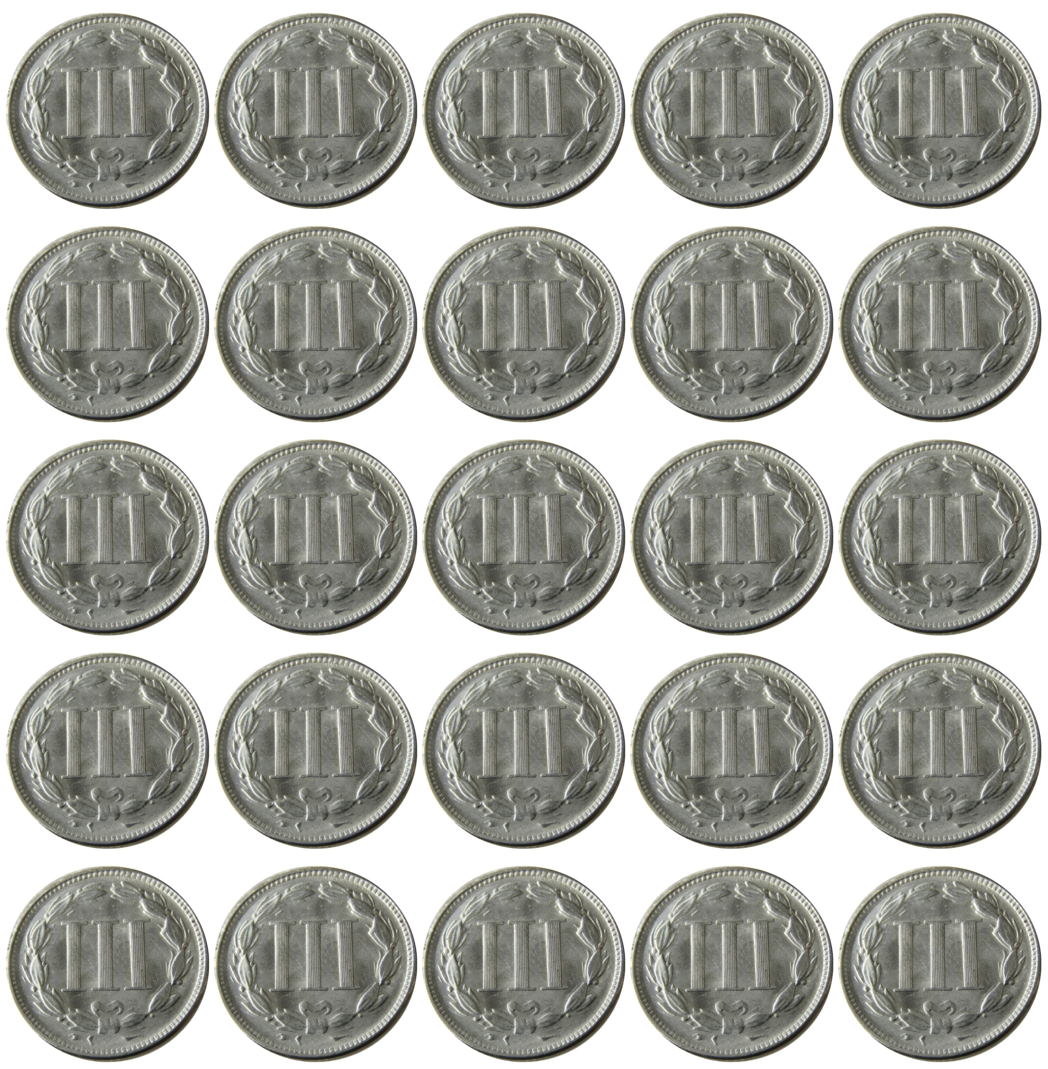 

US A Set Of(1865-1889) 25pcs Three Cents Nickel Medel Craft Promotion Cheap Factory Price nice home Accessories