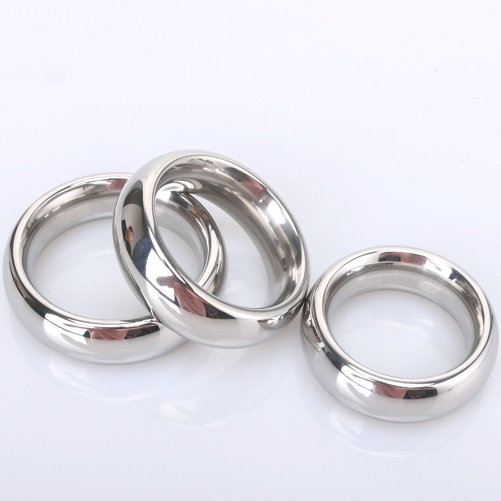 

9 5mm thickness 40mm 45mm 50mm size male penis ring stainless steel help erection delaying time weight ring scrotum ring sex toys men