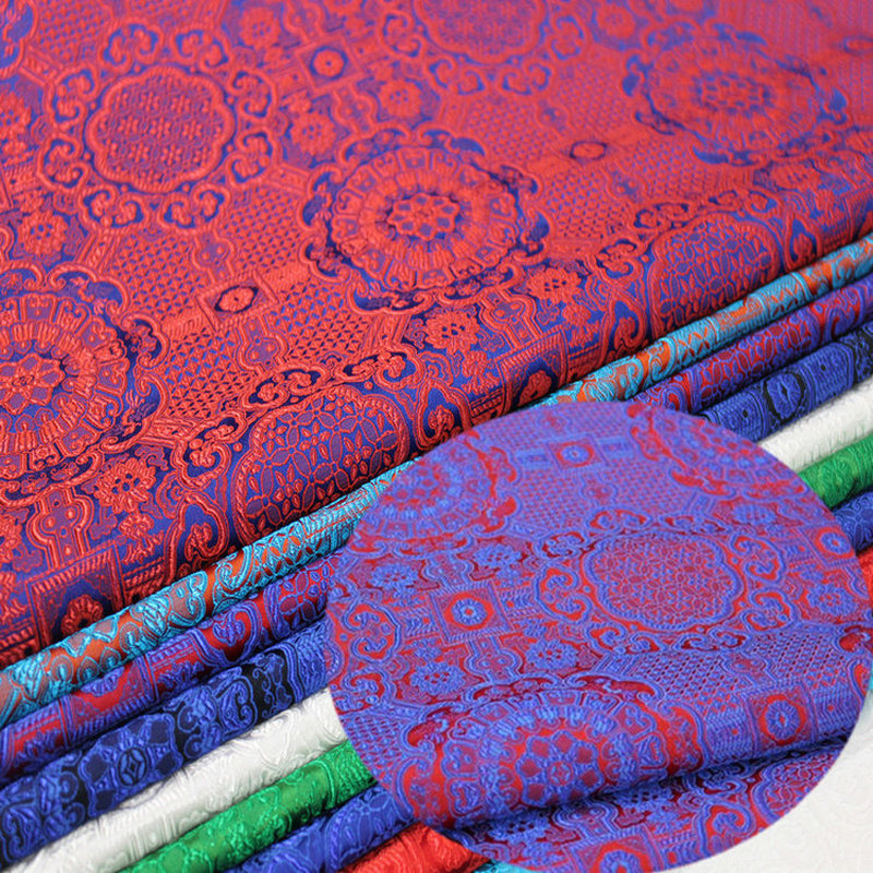 Chinese Mongolia Robe Tang Costume Jacquard Weave Silk Brocade Damask Satin Fabric By the Half-Yard-image-468275894
