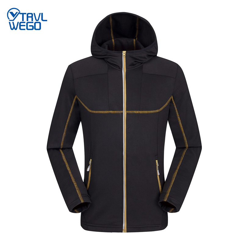 

TRVLWEGO Spring Autumn Thin Jacket Outdoor Knitting Composite Soft Shell Coat Hiking Camping Men Single Layer Elastic Jackets, Black
