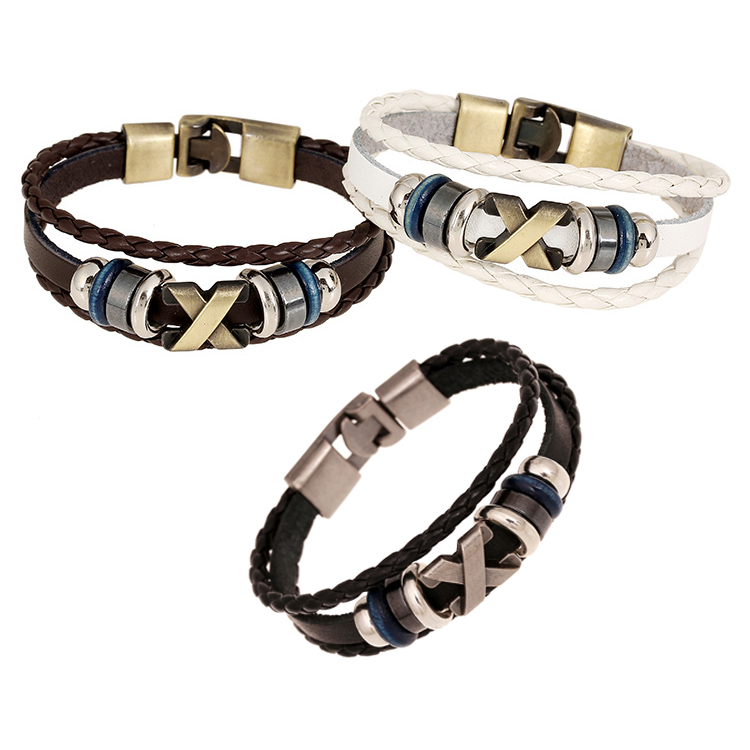

cowhide bracelet simple braided men's first jewelry retro leather bracelets wholesale
