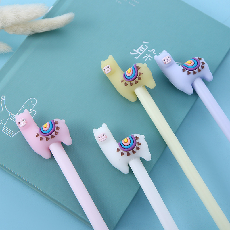 

Cute Colorful Camel Llama Gel Pen Writing Signing Pen School Office Supply Student Stationery Kids Gift 0.5mm Blue Black Ink 36PCS