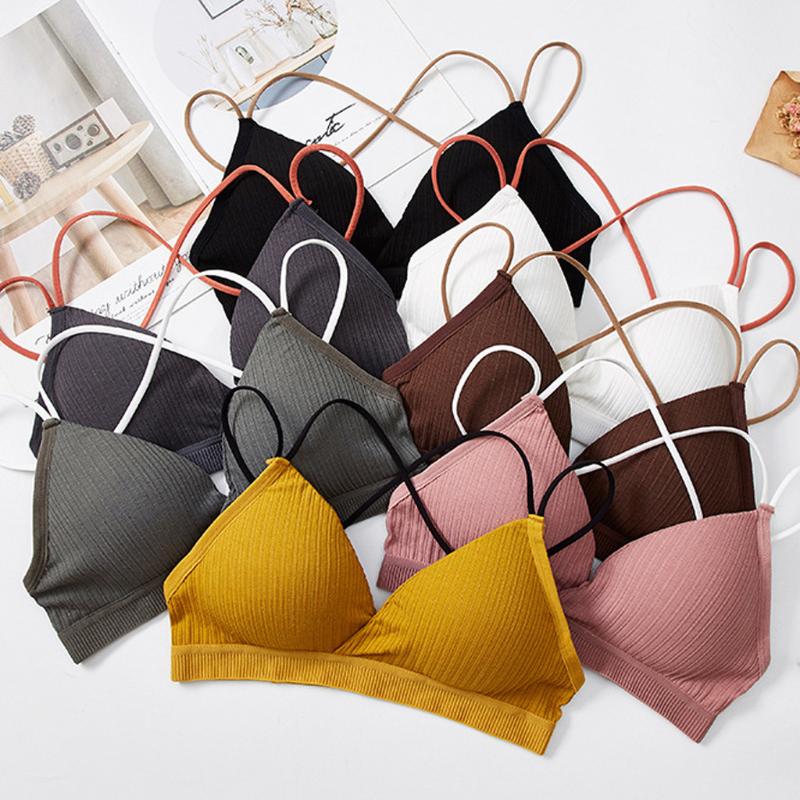 

Fashion Women Solid Colors Wireless Bra Tops Vest Seamless Breathable Chest Pad Wearing Sports Underwear Lingerie Bralette#p3, Black