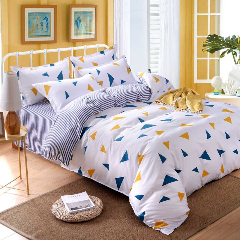 

Diagonal Printing Korean Geometric Sheet,Pillowcase & Duvet Cover Sets Simple series bed cover set bedding ropa de cama king M6, As picture