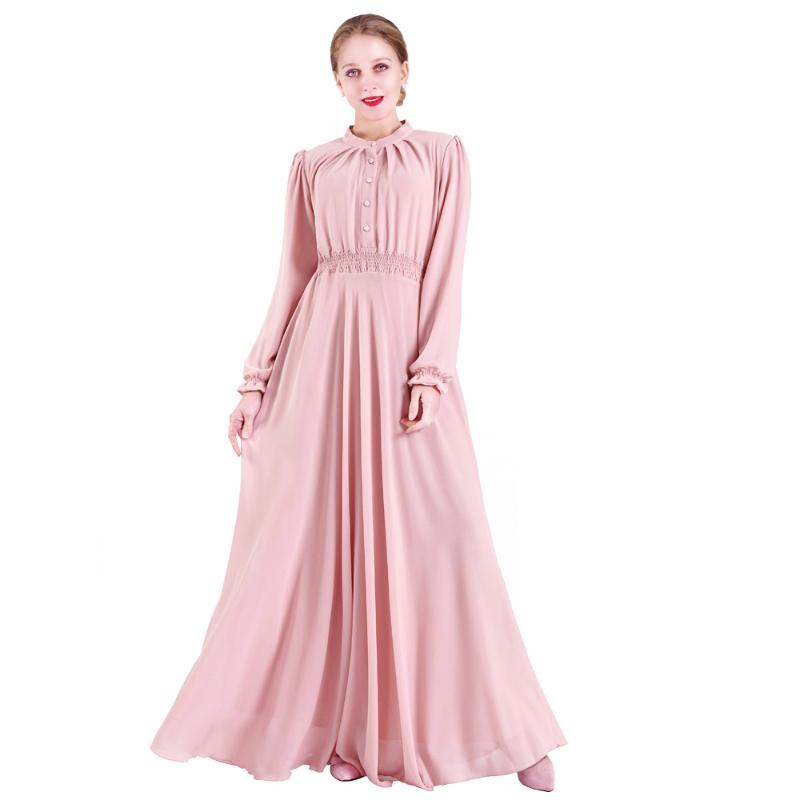 

Ladies Two Layer Chiffon Elastic Waist Abaya Dress Caftan Islamic Clothes Muslim Dress Jilbab Djellaba Robe