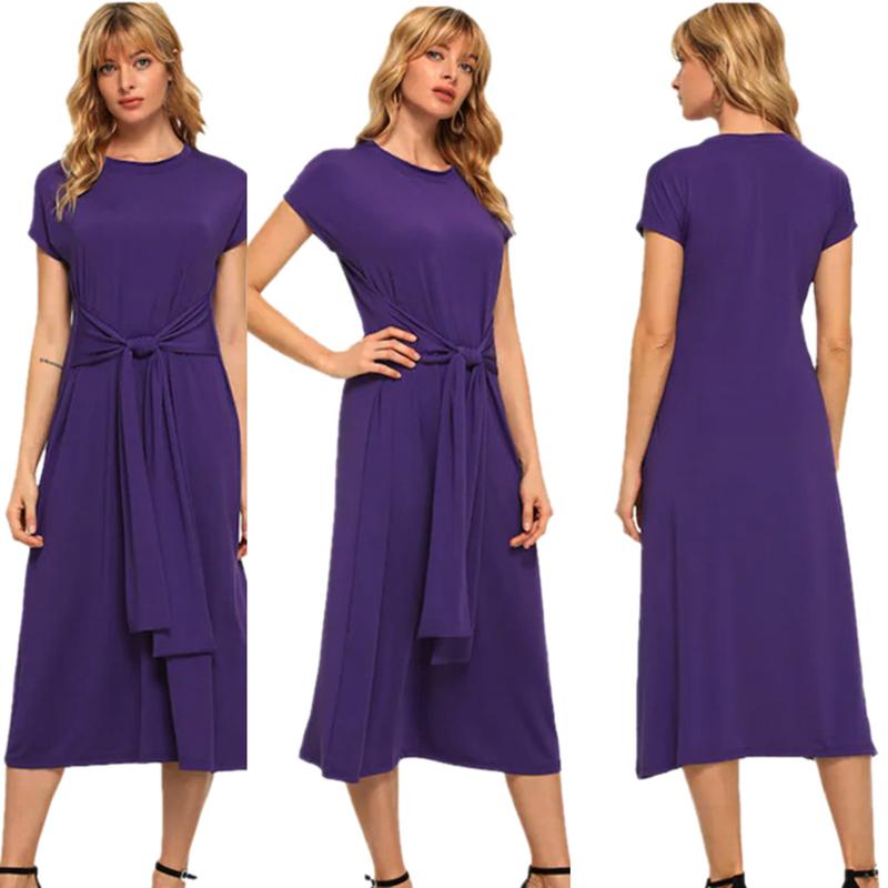 

2019 Summer Dress Floral Print Boho Beach Fashion Women' Sexy Summer Solid Easy Beach Dress Pleated buttons casual vestidos, Purple