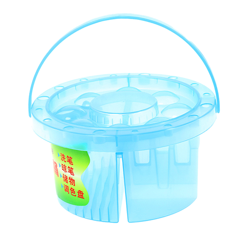 

artists art painting brush basin cleaning washer tub pot brush holder w/ palette