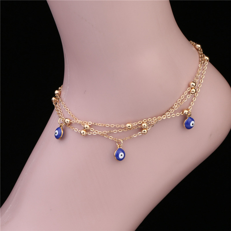 

European and American hot summer new products, summer, eye pendant, footwear, fashion jewelry, bead chain anklet