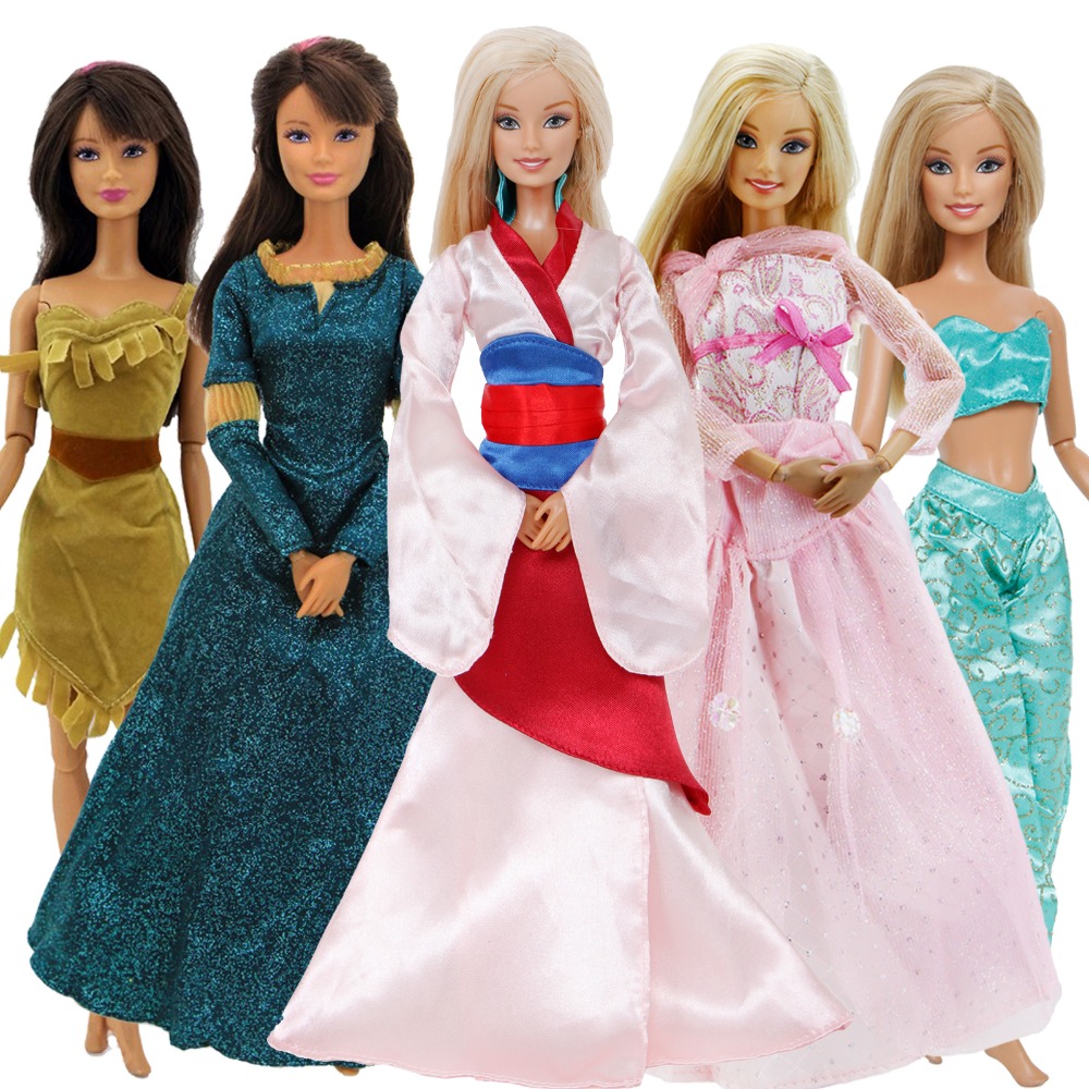 5Pcs//set Princess Dolls clothes suits toys dolls red stripes and jeans