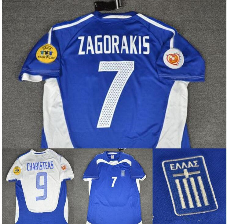 

Retro 2004 greece home away Soccer jersey Zagorakis Charisteas classic football shirt, 2004 white