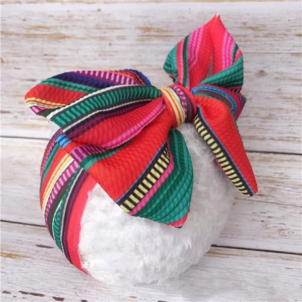 

2019 Baby Girls Diy Headband Pre-tied Turban Headwrap Soft Stretchy Printing Hair Bows Baby Headband Hair Accessories, Slivery;white