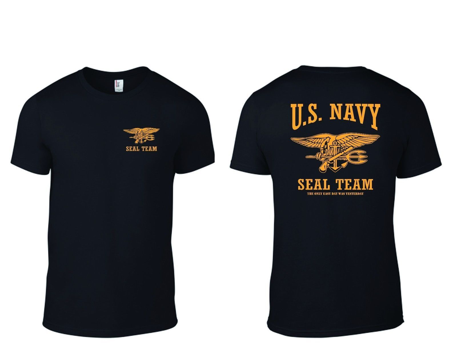 

U.. T-shirt Navy Seal Team Only Easy Day Was Yesterday B/y Printed T Shirts Short Sleeve Hipster Tee Plus Size, Black