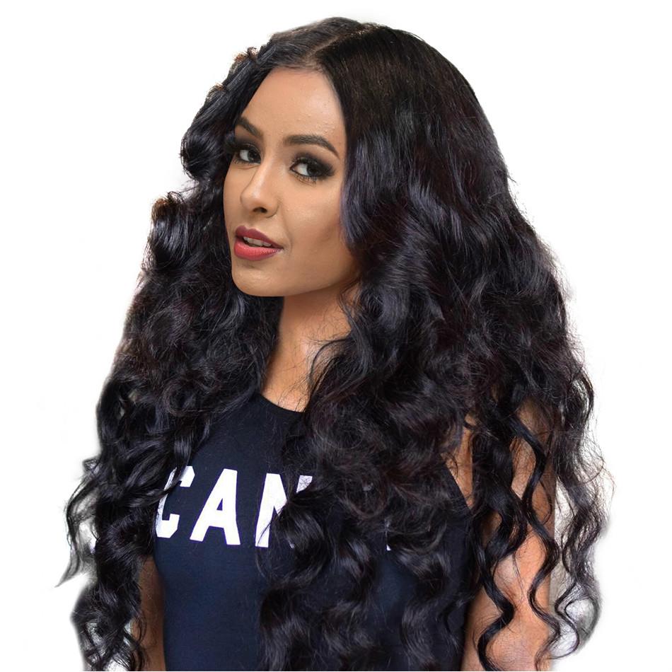 

Loose Wave 250 Density 360 lace frontal wig pre plucked with baby hair Human Hair Remy Brazilian Wigs For Black Women, Natural color