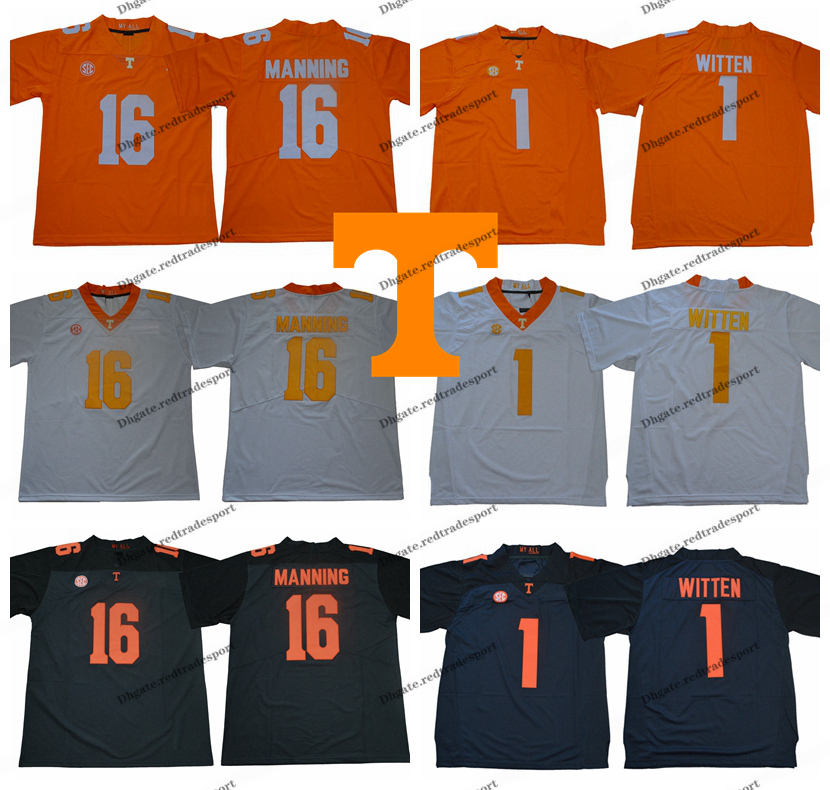 

2018 New Tennessee Volunteers 1 Jason Witten College Football Jersey 16 Peyton Manning Jalen Hurd 11 Joshua Dobbs University Football Shirt, White 1