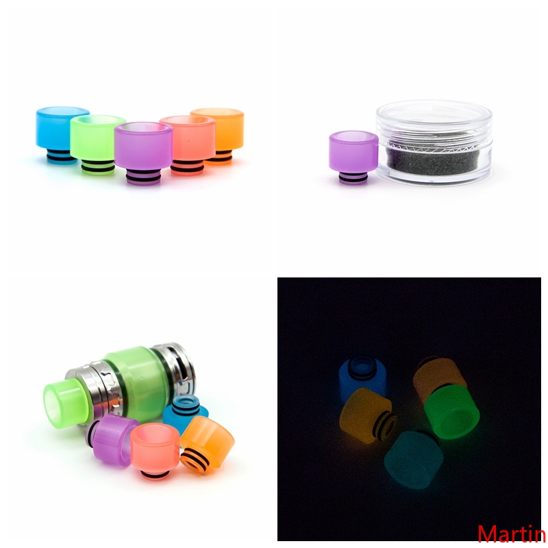 

4 Styles Noctilucence Resin Drip Tip Wide Bore Mouthpiece Glow in the Dark Drip Tips Luminous Version for 810 510 Thread Vape Atomizer