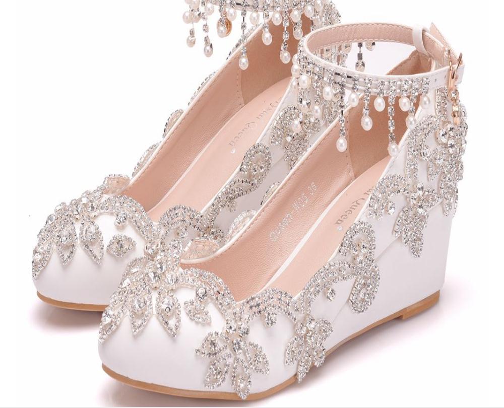 

2019 Women's shoes in Spring and Autumn with New style Slope heel round head water drill@ZXC319, White