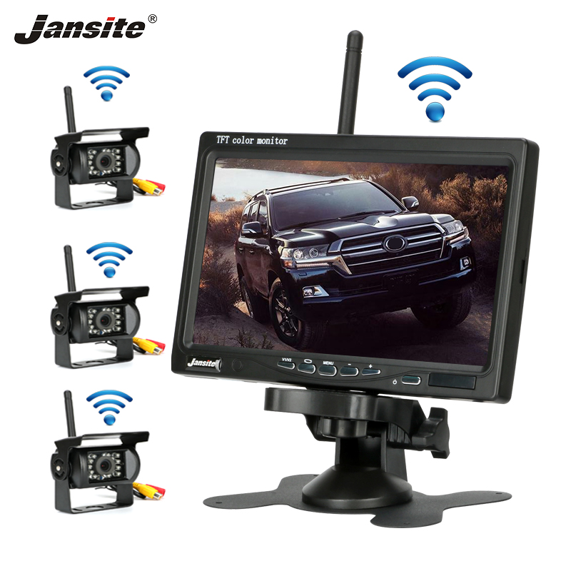 

Jansite Wireless Truck Camera 7 inch For Trucks Bus RV Trailer Excavator Car Monitor Reverse Image 12V-24V Rear View Camera