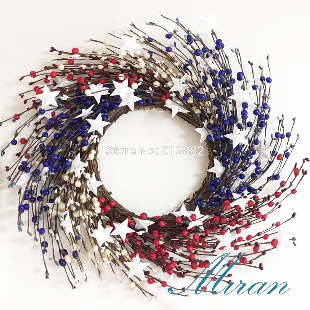 

2020 Independence Day 21inch New hot pip berry door wreath flower garland for Christmas day,home decoration, As pic