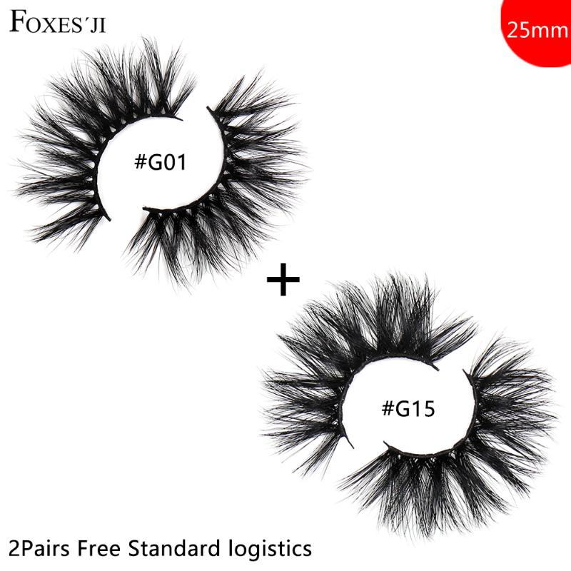 

FOXESJI 2pairs False Eyelashes 25mm Mink Lashes Crisscross Thick Long lasting Dramatic Eyelash Extension Makeup Lashes Faux Cils