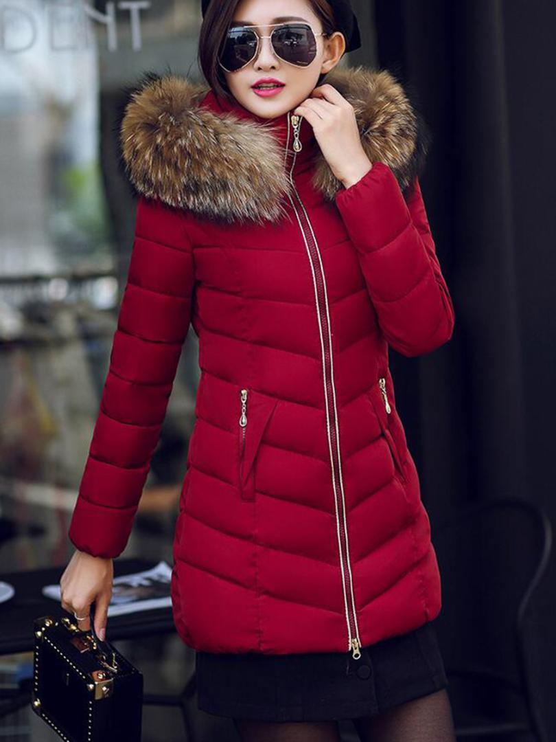 

Women Winter Jacket Big Fur Collar Winter Coat Women Long Parka Lady Hooded Parkas Warm Cotton Jackets, Black