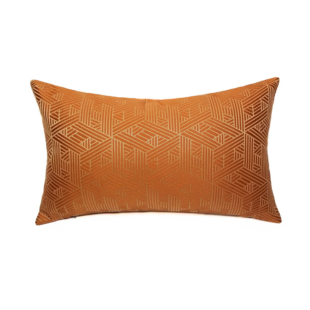 

Modern Geometric Orange Woven Waist Pillow Case Home Living Decorative Sofa Car Armchair Lumbar Cushion Cover Sell by Piece 12x20inch
