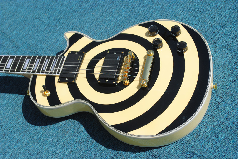 Livraison Gratuite 2020 Vente chaude Zakk Wylde Guitare jaune cercle noir 6 cordes de guitare électrique usine Price
