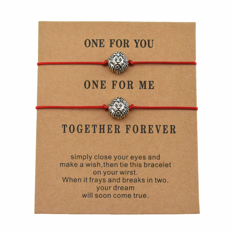 

2pcs/set Best Friends Lucky Red String Couples Bracelets Set For Women Men Lion Head Charm Bracelet Jewelry Lover Gifts