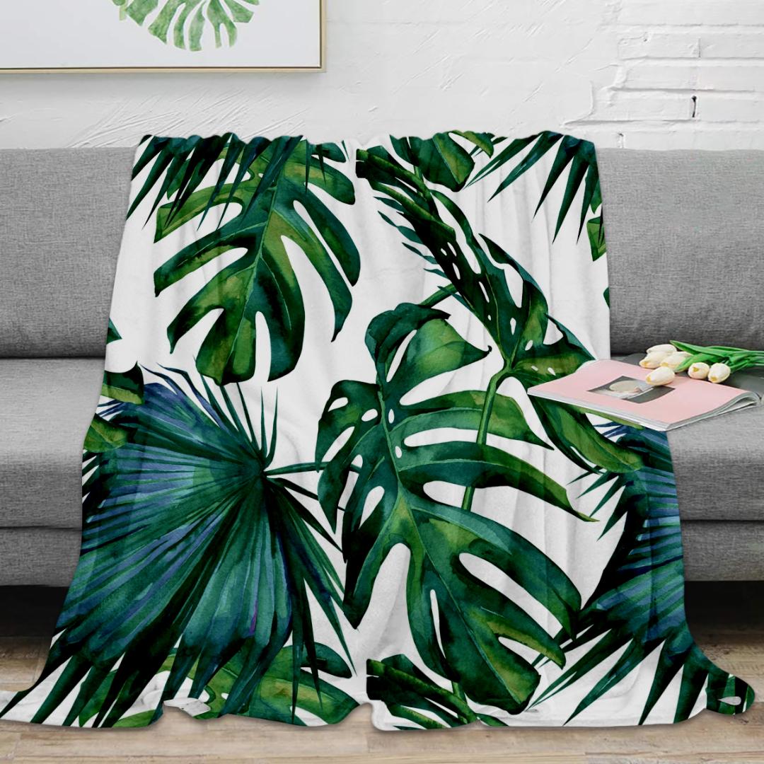 

Classic Palm Leaves Tropical Jungle Green Throw Blanket Warm Microfiber Blanket Flannel Blankets For Beds