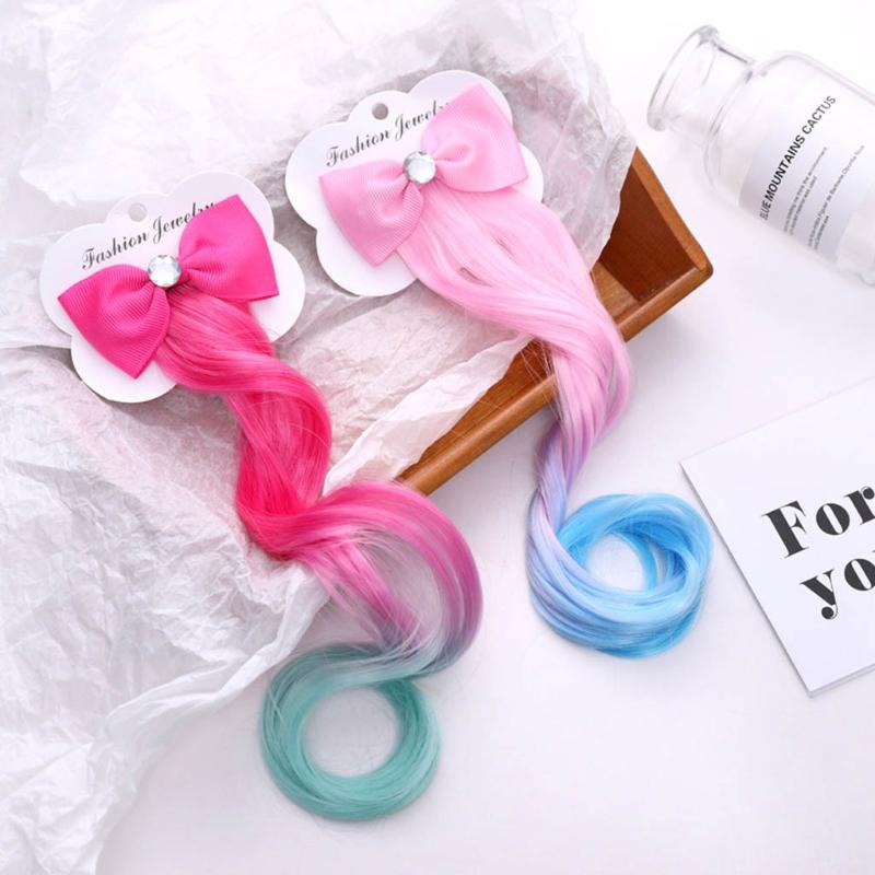 

Hair Bows for Girls Children's Fashion Colorful Bow Wig Hair Clip Girls Cartoon Hairgrips Princess Party Kids Accessories