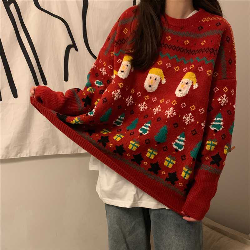 

Autumn And Winter 2020 New Sweater Female Korean Version Of The Tide Thickened Loose Coat Sets Of Red Women Knitted Sweater, White