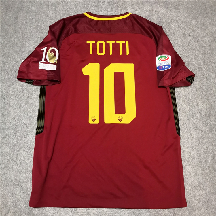 

Retro Roma 2017 2018 soccer jerseys TOTTI DE ROSSI DZEKO NAINGGOLAN 17/18 Retro football shirt S-2XL, 17/18 home no patch