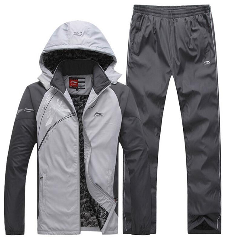 

New arrival ! 2016 Hot Style men's thicken suit with fleece; overcoat+pants with ; leisure and active, Black