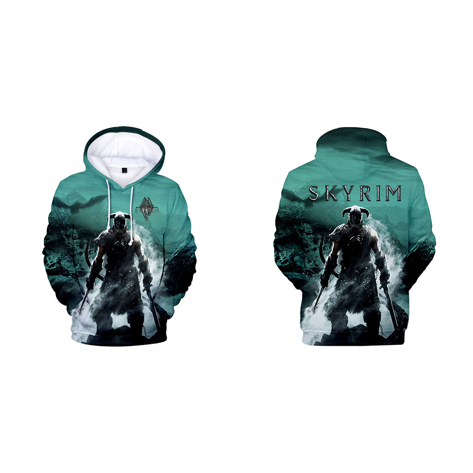 

The Elder Scrolls V skyrim print 3d hoodies pullover men women Hoodie hoody tops casual Long Sleeve 3D Hooded Sweatshirt clothes, Gray