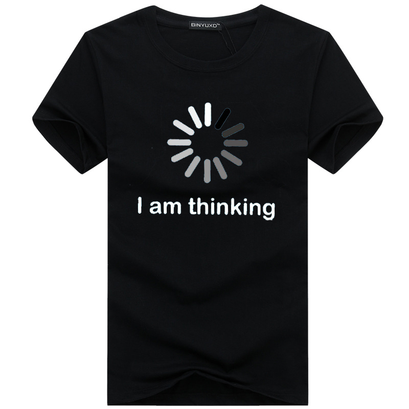 Mens Womens Hip Hop T-Shirts Summer Casual O Neck Short Sleeve Tees I'm Thinking Letter Printing Male Tops