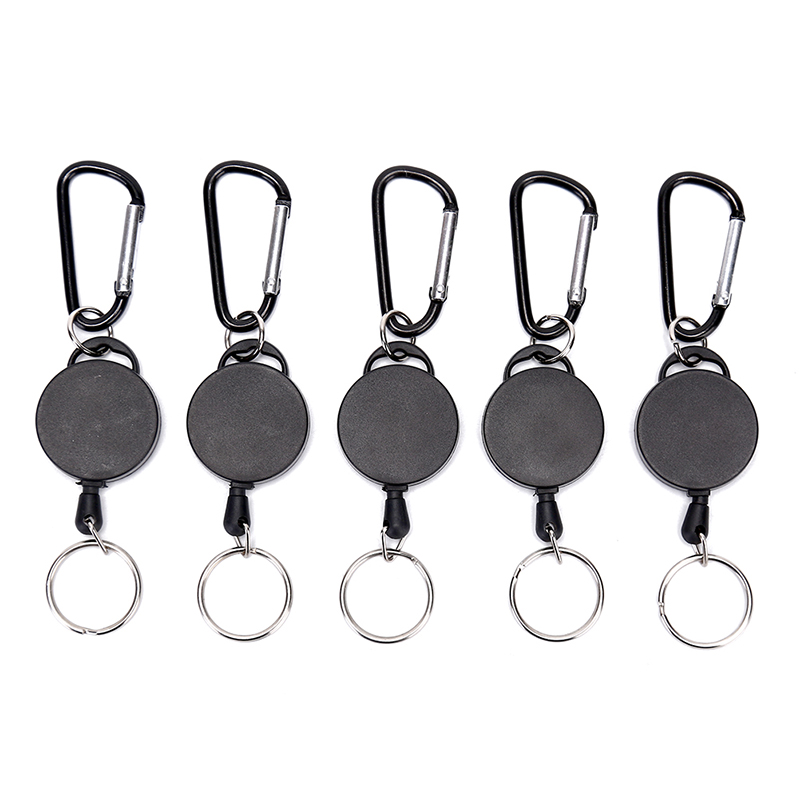 Retractable Keyring Extendable Metal Wire 60cm Keychain Clip Pull Key
