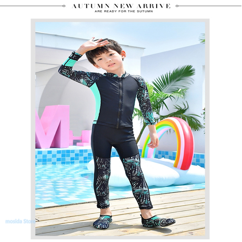 

10set Children's swimwear new boys and girls sunscreen long-sleeved split swimsuit