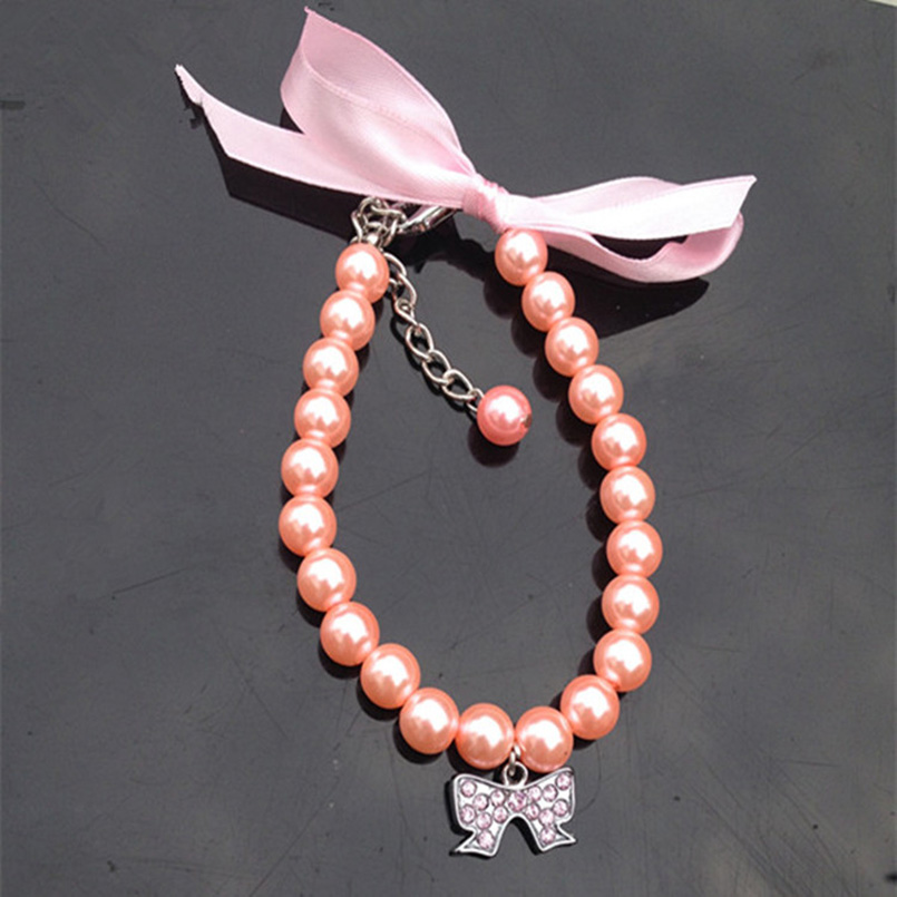 

Dog Collar Diamond Pet Collars Dog Accessories Rhinestone Pearl Necklace Leashes For Little Dogs Pet Products